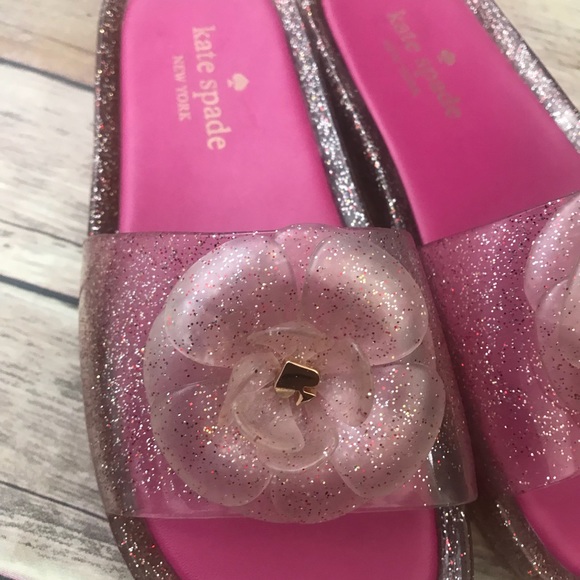 Kate Spade Pink glitter jelly slides sandals Sz 6 - Picture 2 of 8